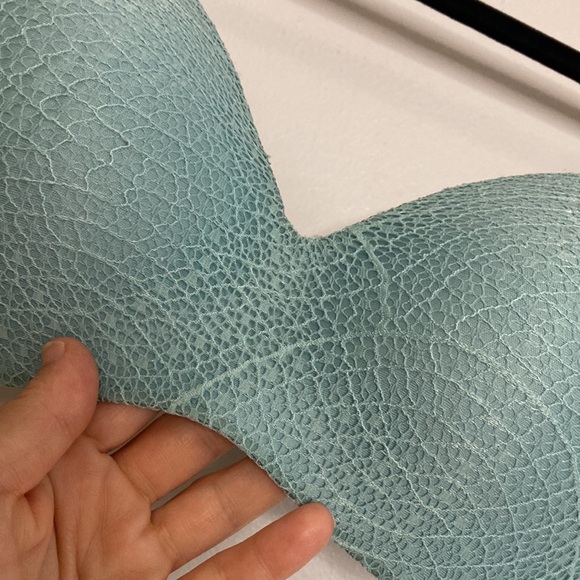 Knix Wingwoman Bra Size 2 36A Seafoam Blue Green Lace Wireless Comfy Pretty - Picture 6 of 10